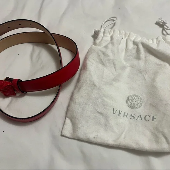 Red Versace belt men 95/38 which is 32-24 men